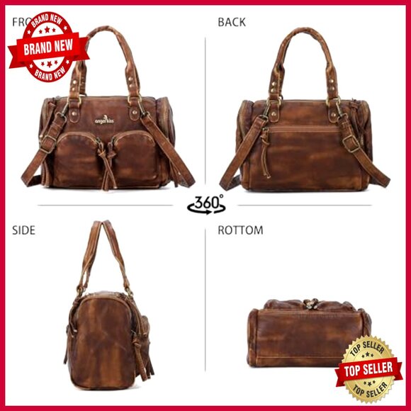 Small Vegan Leather Hobo Crossbody Satchel Shoulder Bag Multi-Pocket
